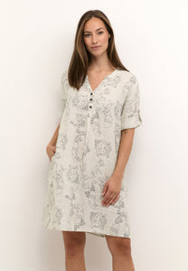 Cream Bellis Caftan Short Dress