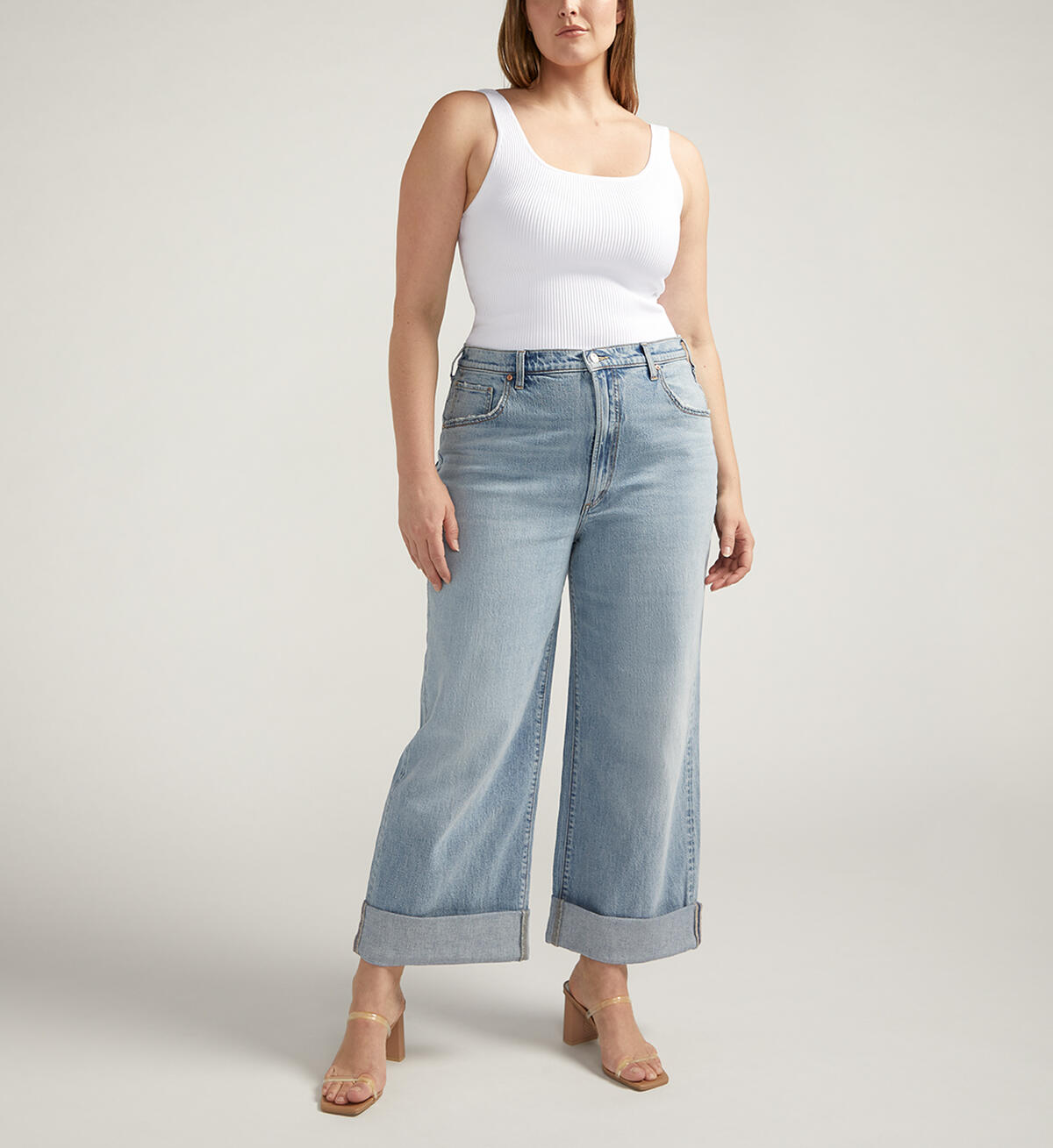 Silver Baggy Wide Leg Crop