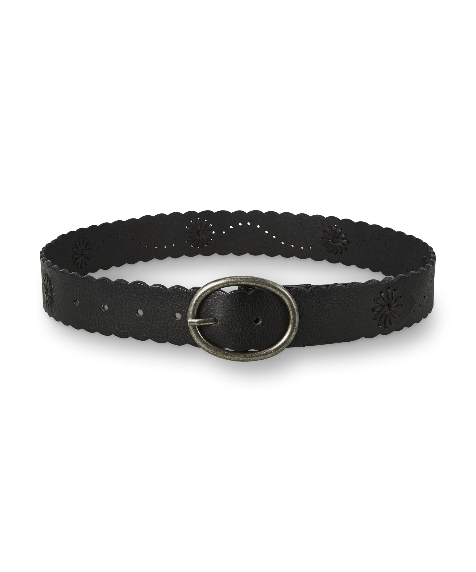 Silver Scallop Edge Lacing Belt